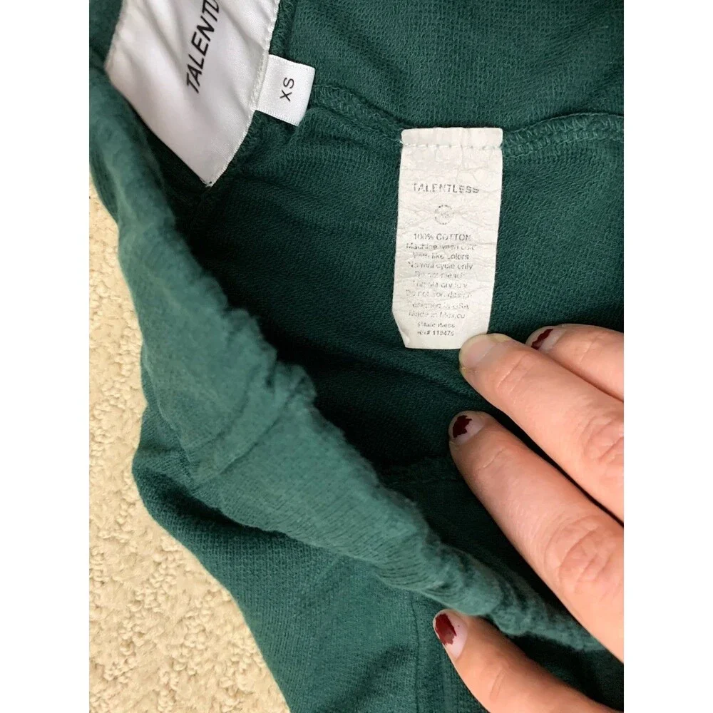 Talentless Womens Green French Terry Elastic Waistband Flare Lounge Pants XS - Picture 5 of 8